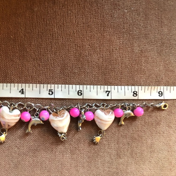 Chunky charm bracelet pink silver - Picture 6 of 8
